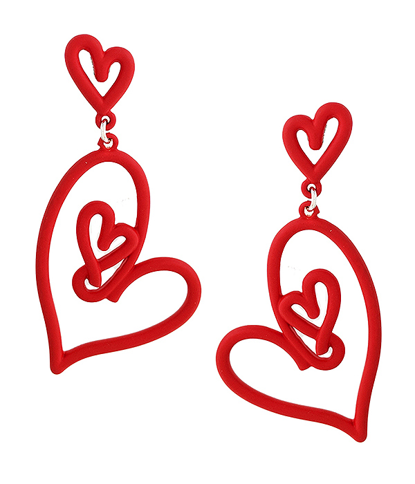 Valentines day theme wire heart earring