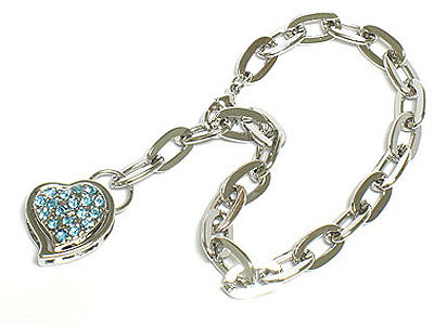 Crystal heart charm chain bracelet