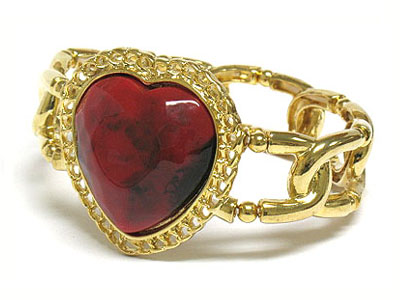 Stone heart bangle style stretch bracelet