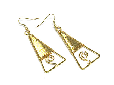 Metal coiled triangle drop earring
