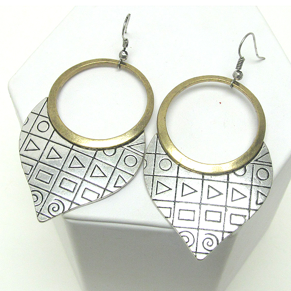 Hand made metal art half arrowhead hoop earring - hoops