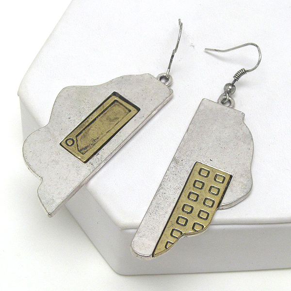 Hand made metal art tower drop earring