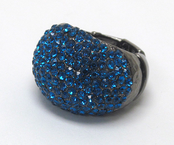 Crystal metal hammered puffy stretch ring