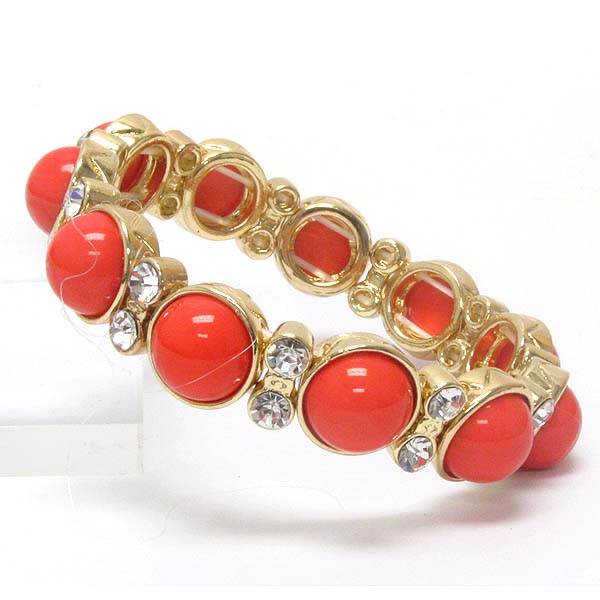 Crystal and acrylic bubble deco link stretch bracelet