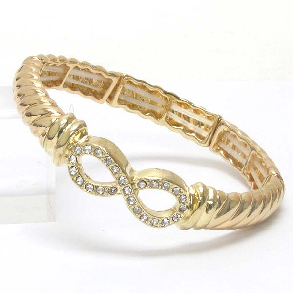 Crsytal infinite and rope textured stretch bracelet