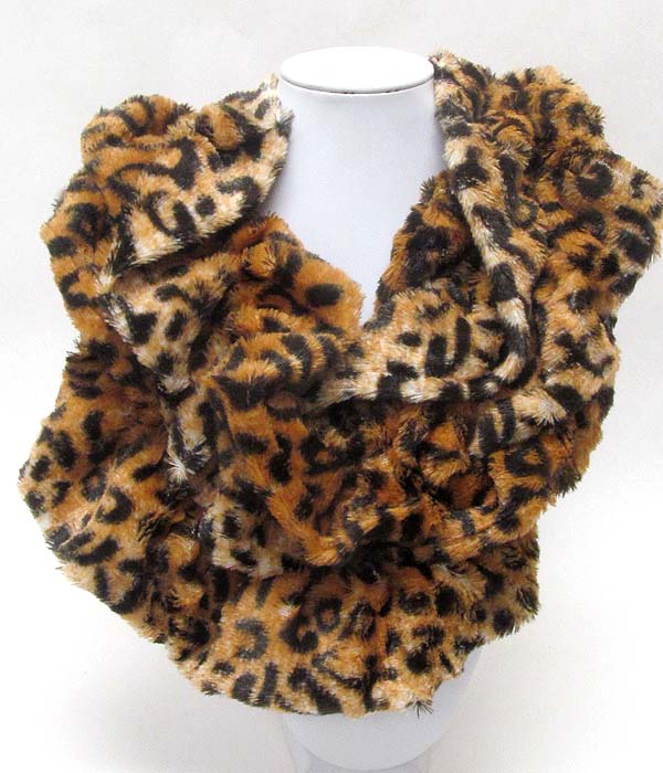 Animal print fleece infinity scarf