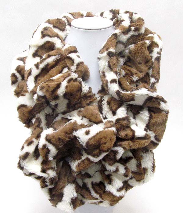 Animal print fleece infinity scarf