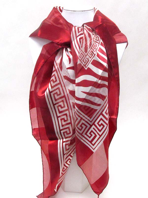 Animal print and frame pattern mix square scarf