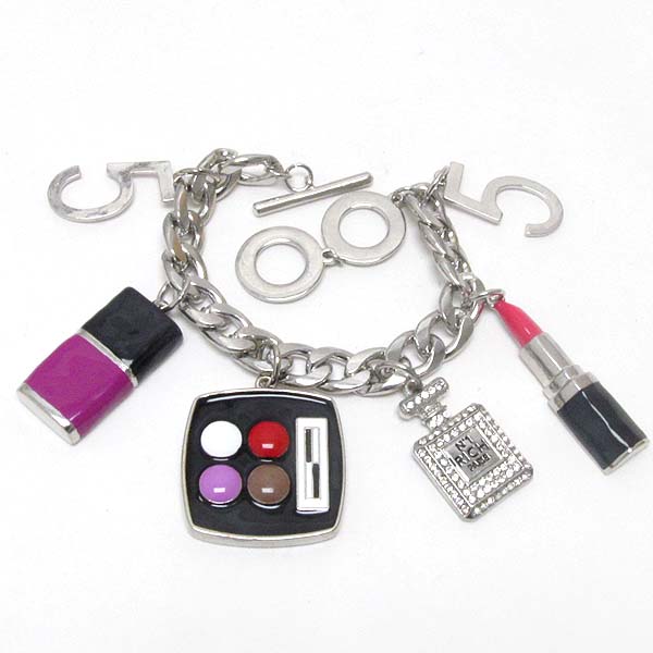 Cosmetic theme charm dangle chain bracelet