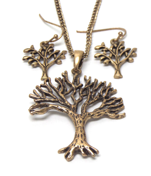 Handmade tree of life pendant necklace set