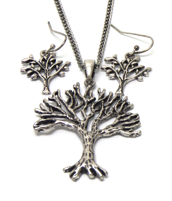 Handmade tree of life pendant necklace set