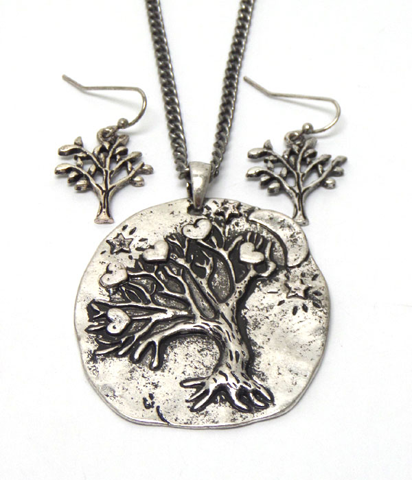 Handmade tree of life pendant necklace set