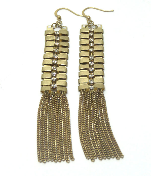 Metal links with tassel drop hook earrings 