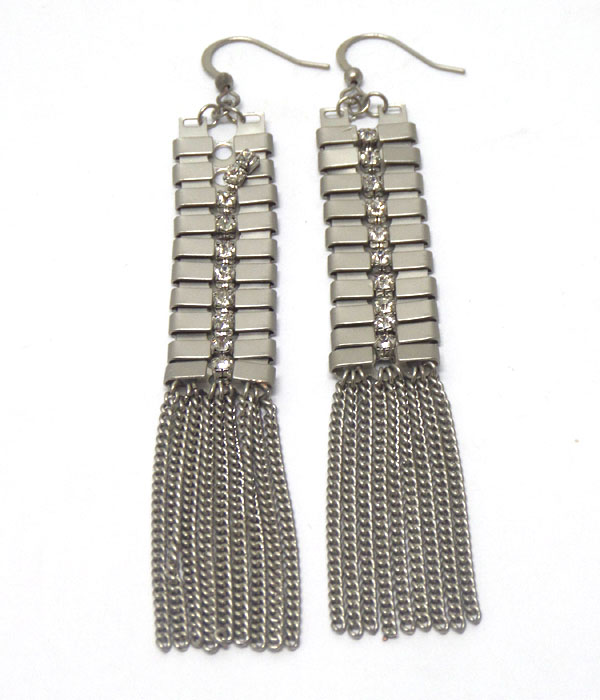 Metal links with tassel drop hook earrings 