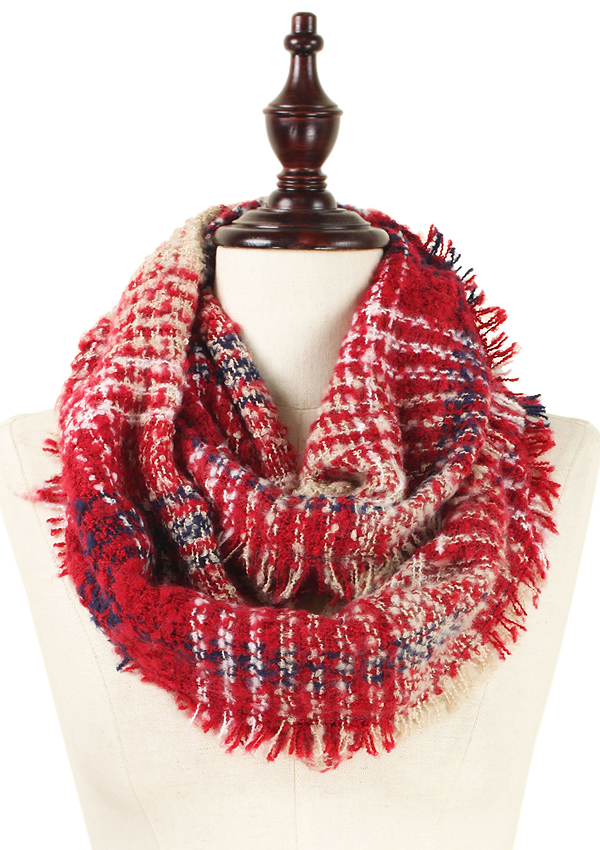 Plaid infinity scarf - 100% acrylic