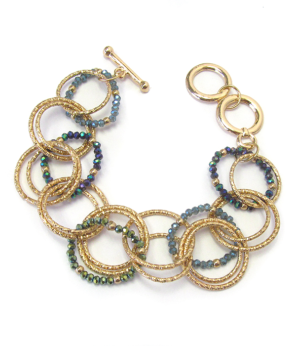 MULTI METAL AND CRYSTAL RING MIX TOGGLE BRACELET