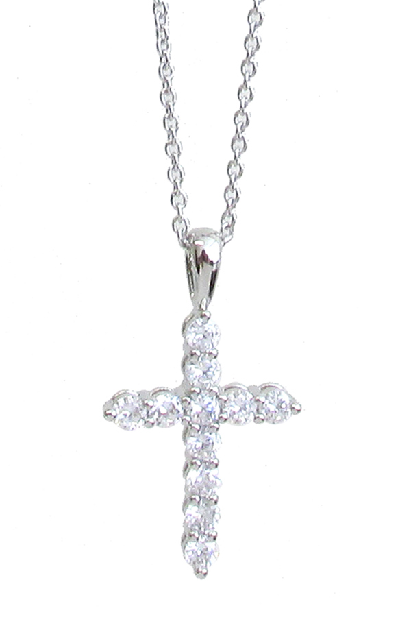 Made in korea whitegold plating crystal cross pendant necklace