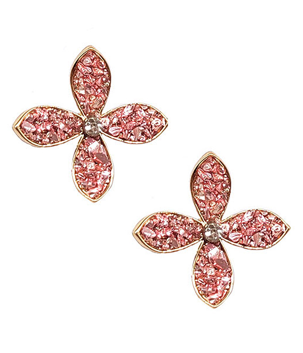 CRYSTAL CENTER SRARKLING FLOWER EARRING