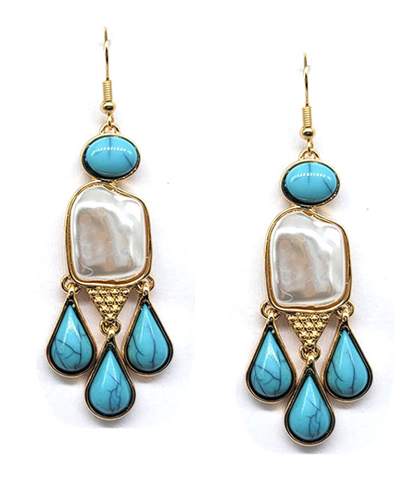 TURQUOISE AND MOP EARRING