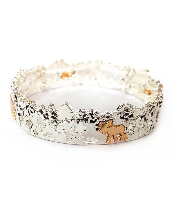 CHRISTMAS THEME FOREST LANDSCAPE STRTCH BRACELET