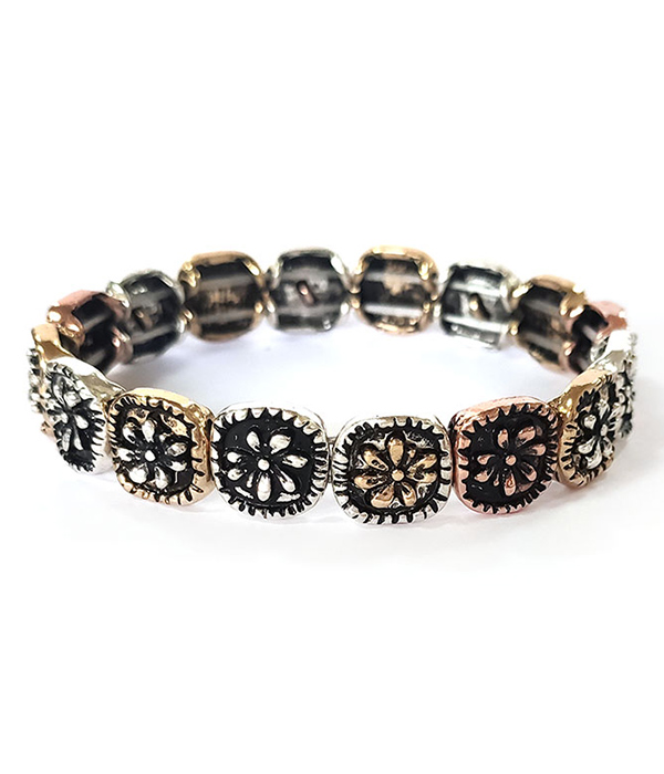 VINTAGE METAL FLOWER STRETCH BRACELET