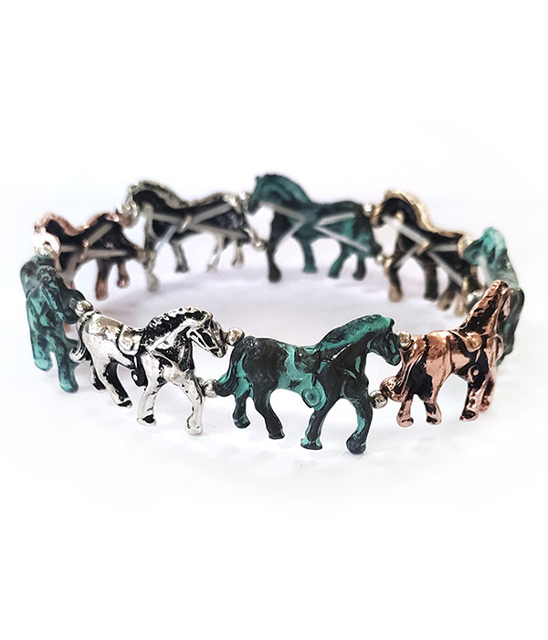 VINTAGE METAL HORSE STRETCH BRACELET