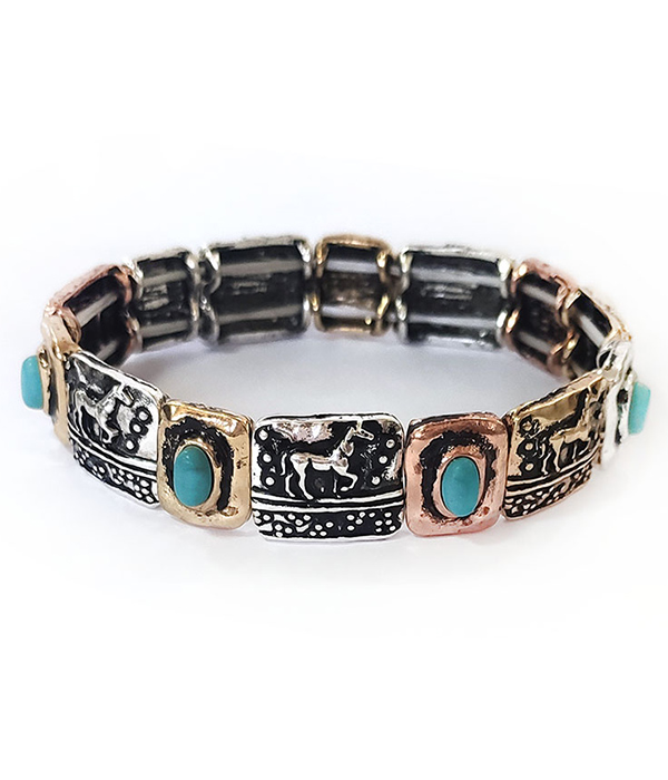 VINTAGE METAL HORSE STRETCH BRACELET