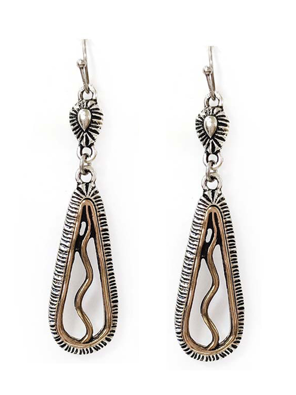 VINTAGE METAL TEXTURED BAR DROP EARRING