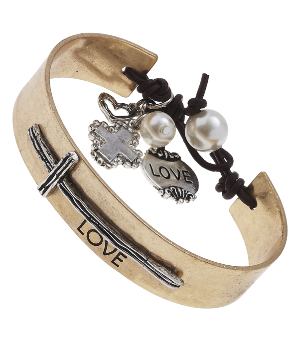 Handmade cross bangle and thread back bangle bracelet