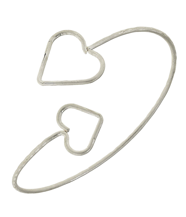 Handmade simple wire heart bangle bracelet