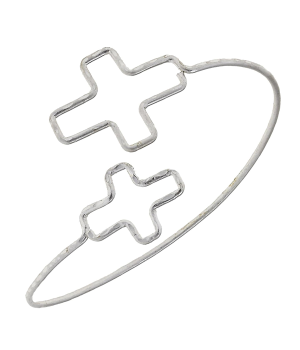 Handmade simple wire cross bangle bracelet 