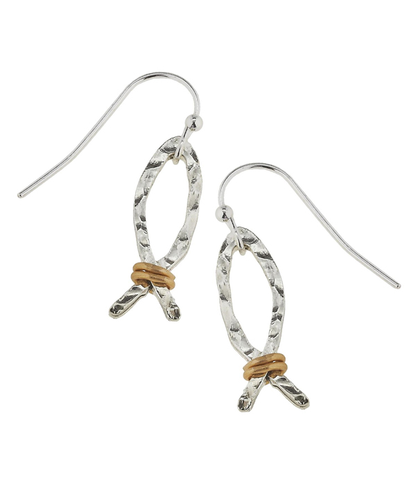 Handmade fish drop earring