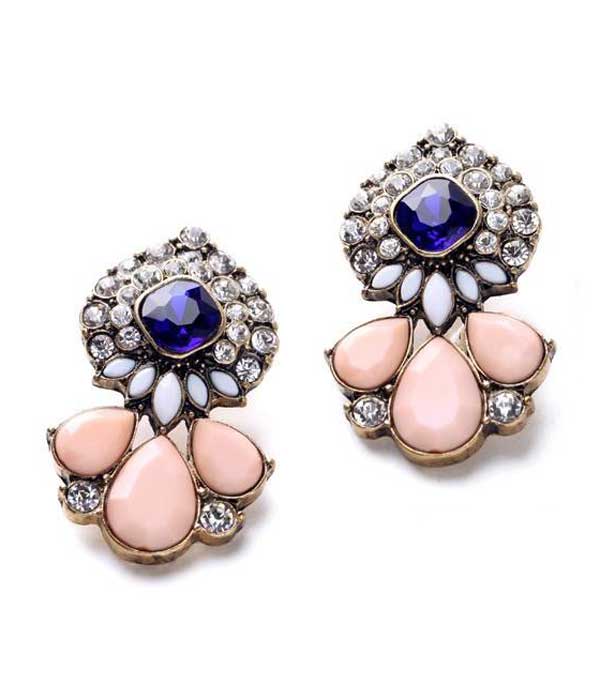 Boutique style crystal and teardrop stone earring