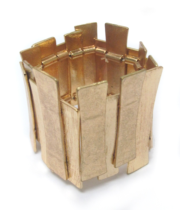 Multi metal bar link stretch bracelet