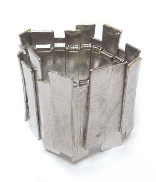 Multi metal bar link stretch bracelet