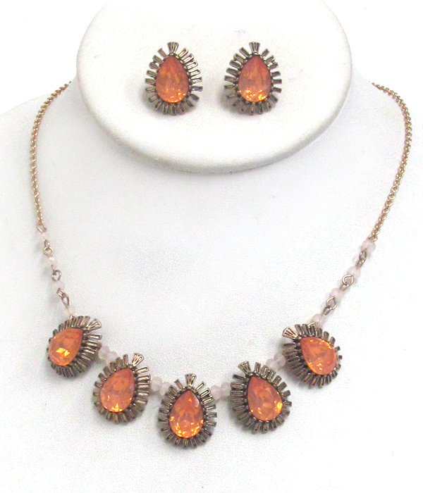 Opal crystals necklace set