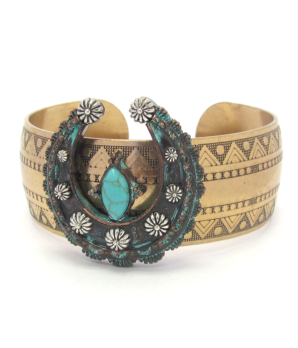 SQUASH BLOSSOM METAL BANGLE BRACELET