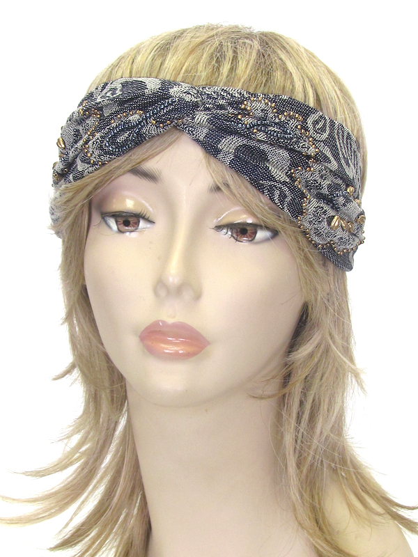 Jacquard fabric turban headwrap