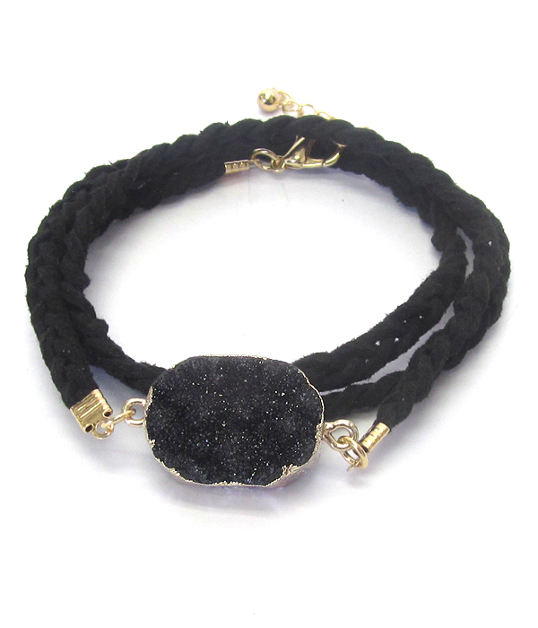 Druzy twist suede cord wrap bracelet