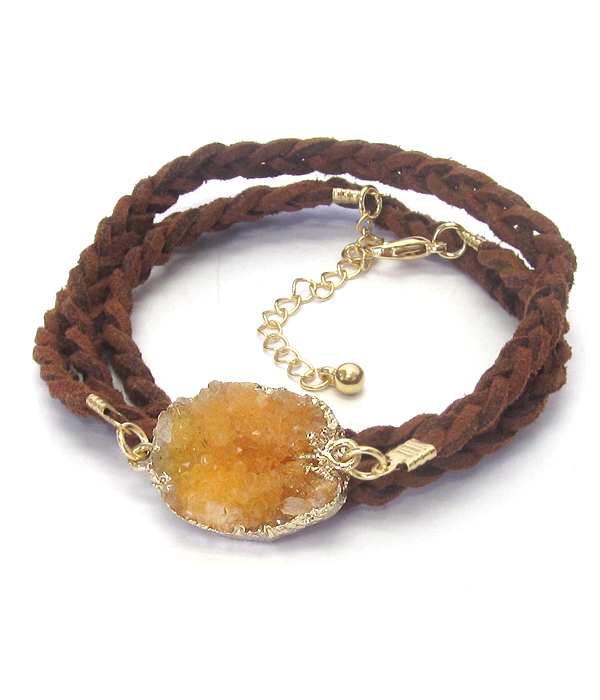 Druzy twist suede cord wrap bracelet