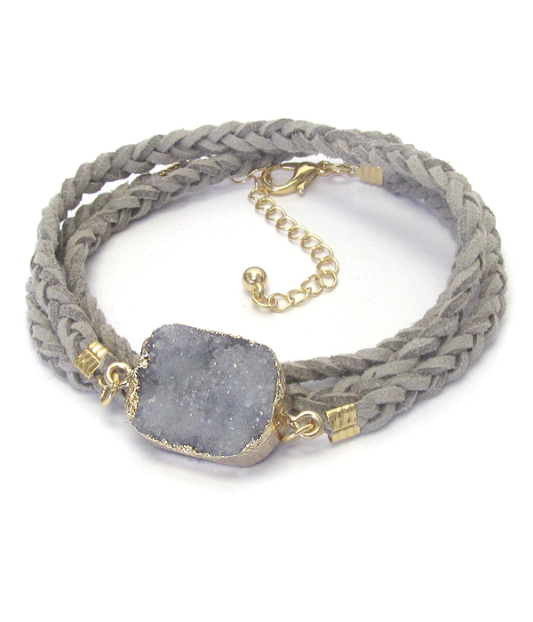 Druzy twist suede cord wrap bracelet