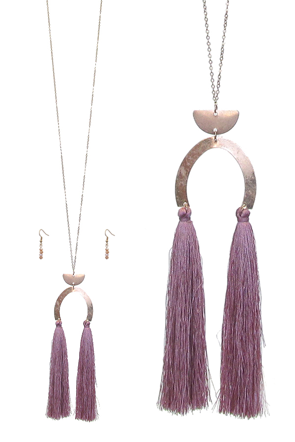 LONG THREAD TASSEL LONG CHAIN NECKLACE SET