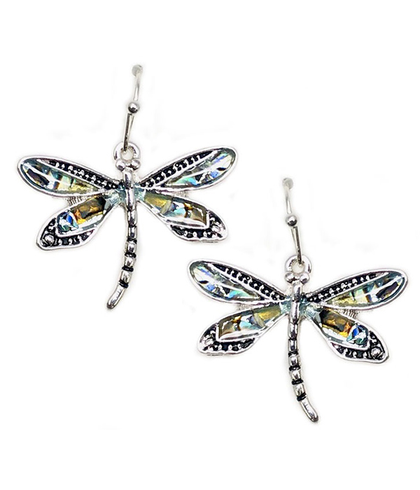 ABALONE DRAGONFLY EARRING