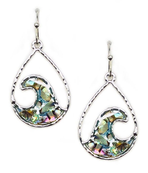 ABALONE WAVE TEARDROP EARRING