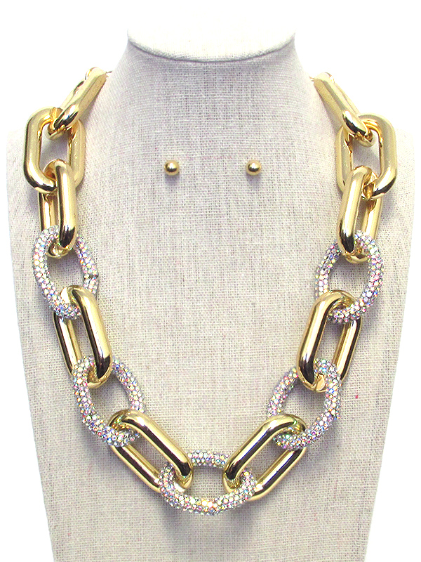 CHUNKY CRYSTAL STUD CHAIN NECKLACE