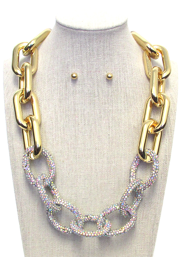 CHUNKY CRYSTAL STUD CHAIN NECKLACE