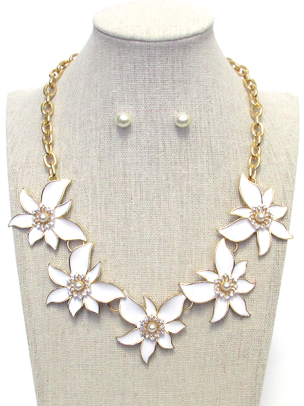 Multi epoxy flower chain necklace