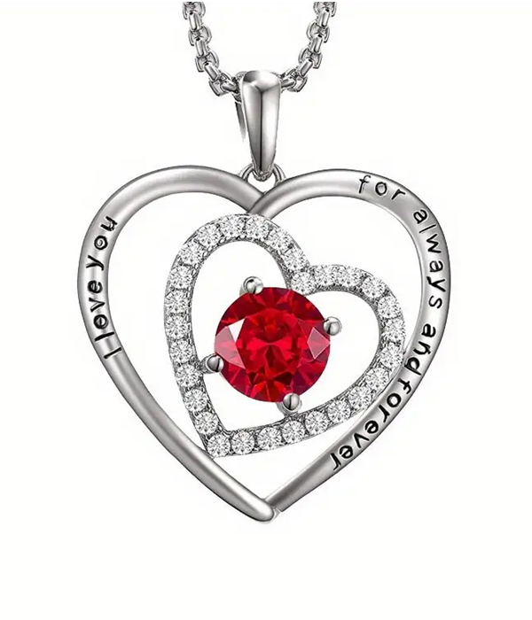 Valentine double heart pendant necklace