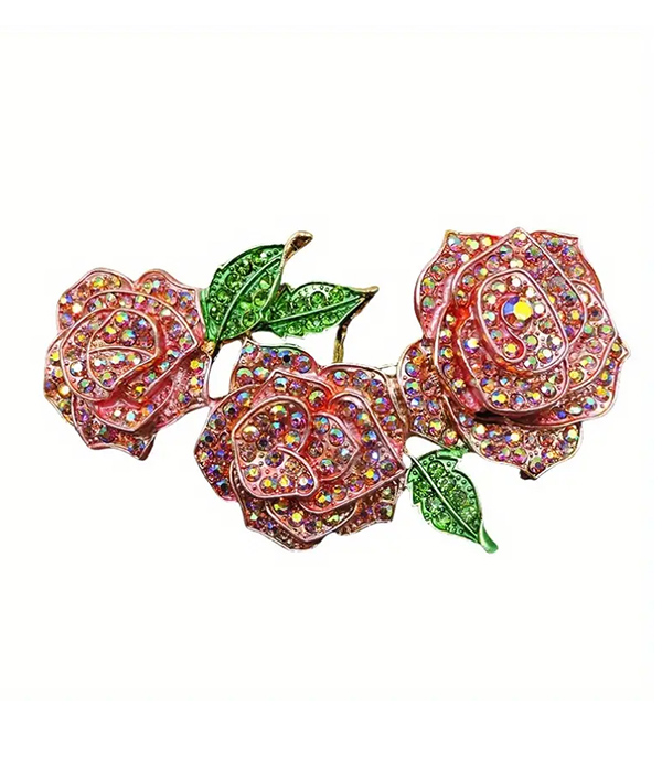 Triple flower brooch - rose
