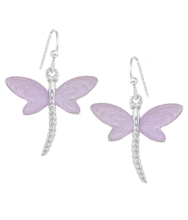 Seaglass dragonfly earring